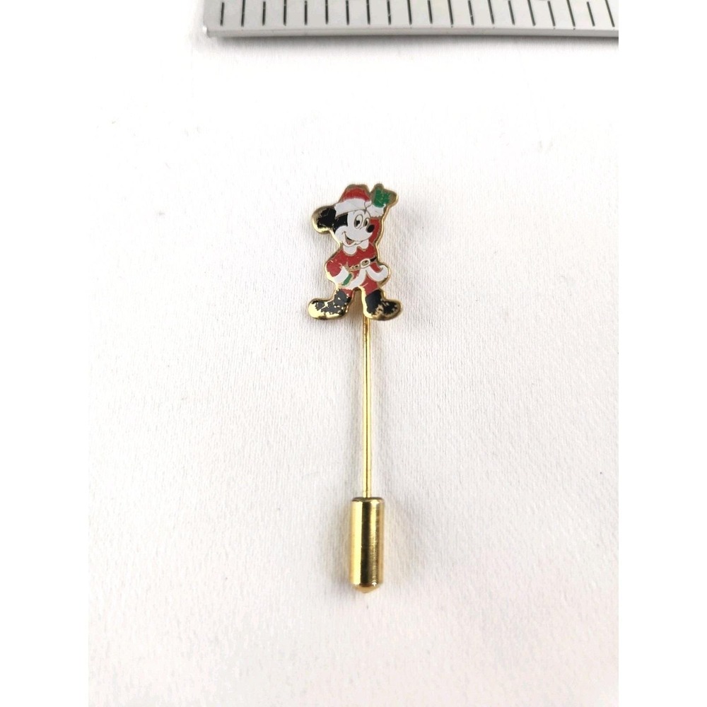Vintage Walt DISNEY Mickey Mouse Stick Pin Lapel Santa Christmas Holiday
